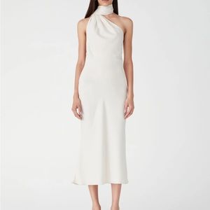 XS IVORY VIVICA SATIN MIDI DRESS - MISHA